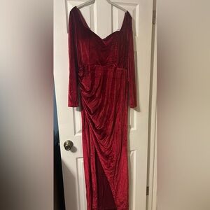 Leg Avenue Red Velvet Draped Evening Dress